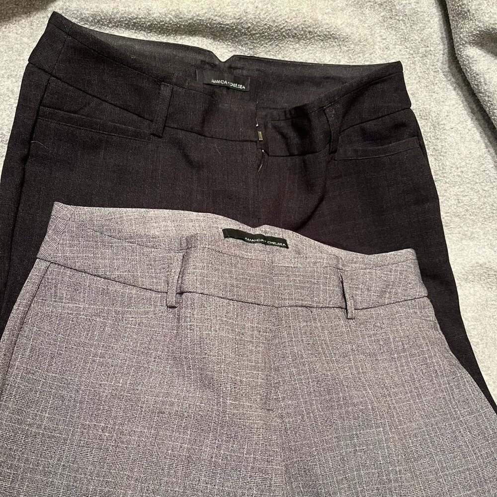 TWO pairs Amanda & Chelsea straight leg work pants- grays Size 4